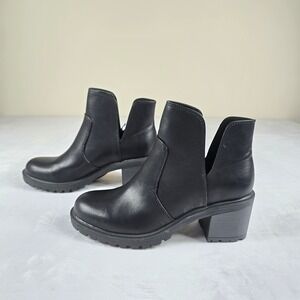 NEW Frye and Co Amerie Black Leather Cutout Block Heel Ankle Boots 8M